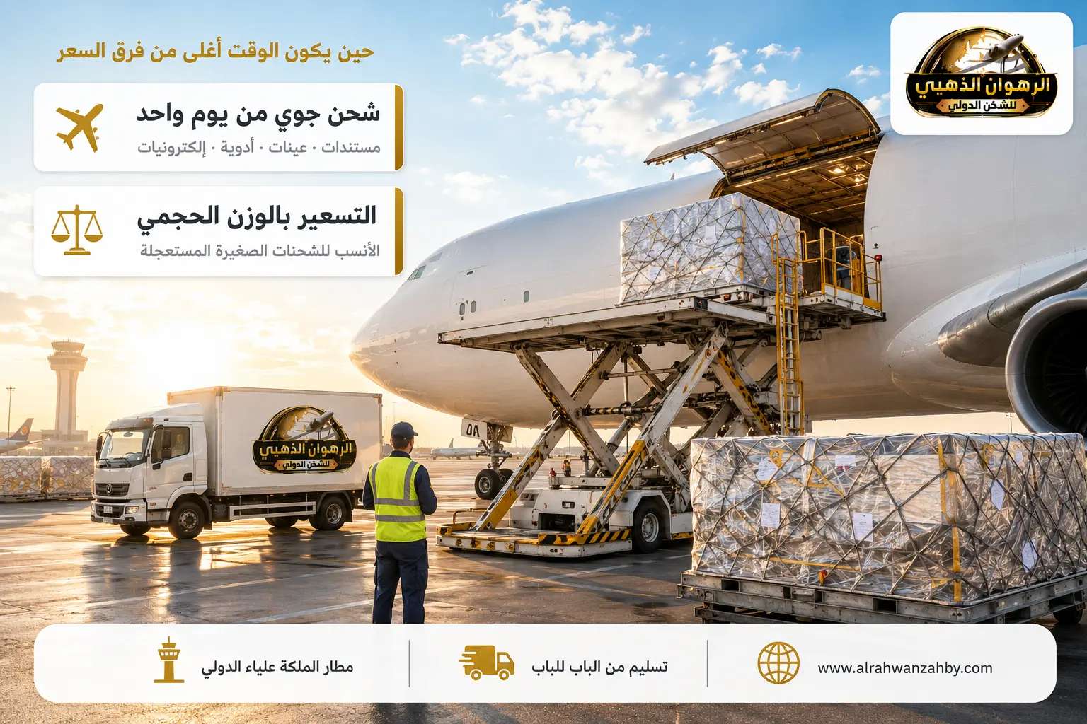 تحميل شحنة جوية متجهة من السعودية إلى مطار الملكة علياء