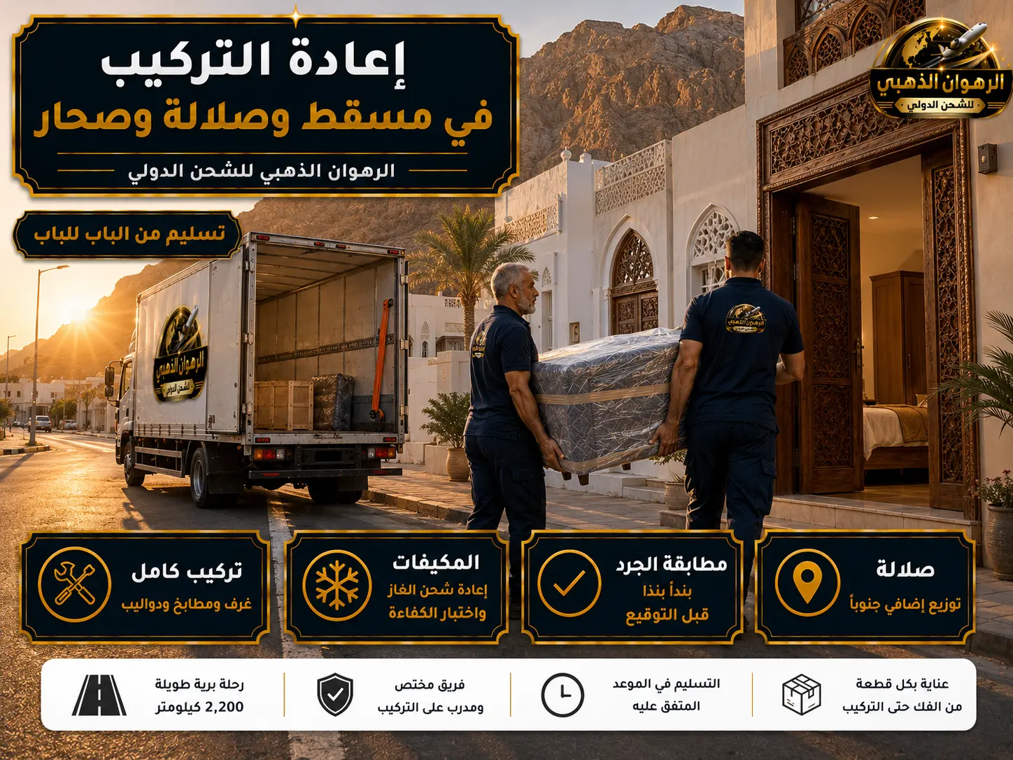 إنهاء تسليم الأثاث في حي بمسقط صباحاً بعد وصول الشحنة من جدة