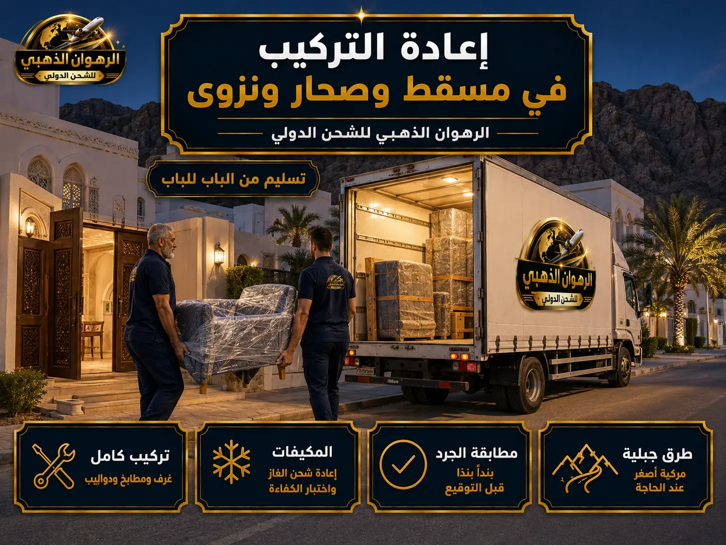 تسليم الأثاث في حي سكني بمسقط بعد وصول الشحنة من الرياض