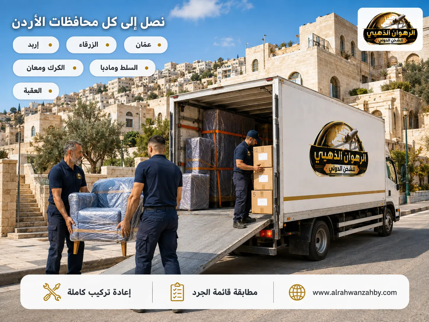 تسليم الأثاث من الباب للباب في حي سكني بعمّان