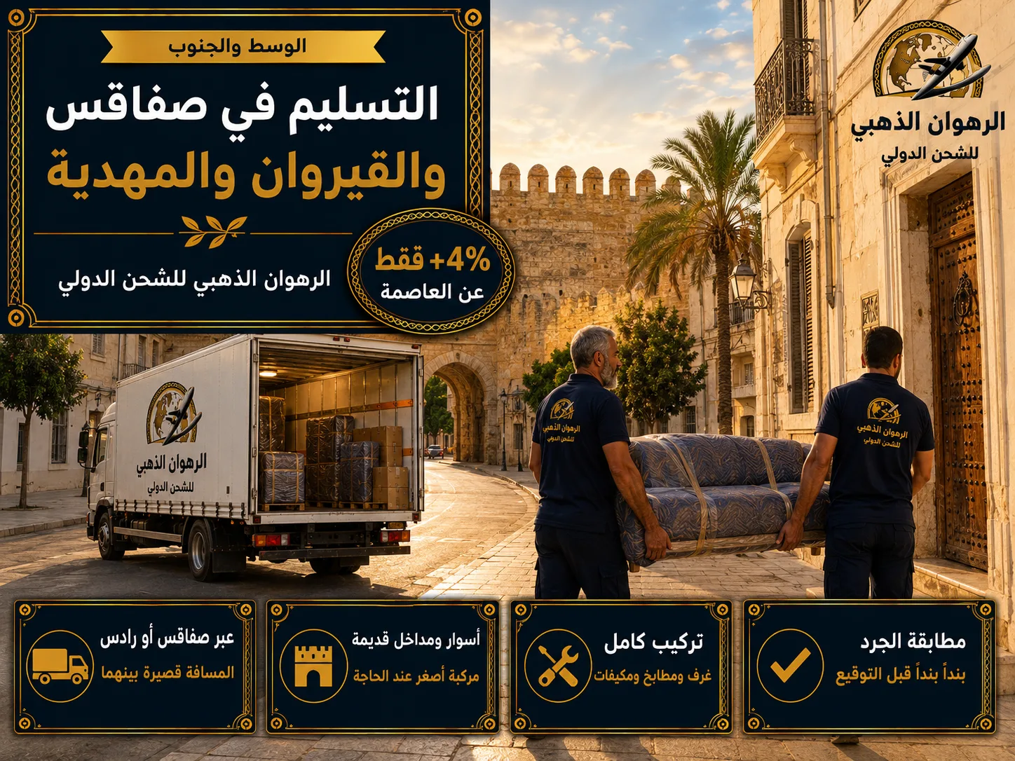 التسليم في صفاقس والوسط تسليم الأثاث في شارع بصفاقس قرب سور المدينة القديم