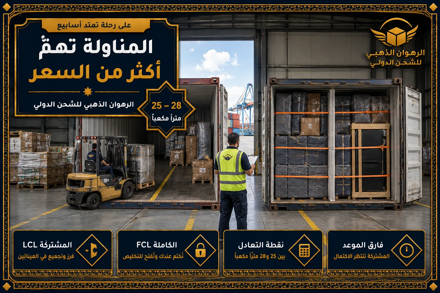 الحاوية المشتركة والكاملة حاويتان مفتوحتان إحداهما مشتركة والأخرى كاملة التحميل في مستودع ميناء