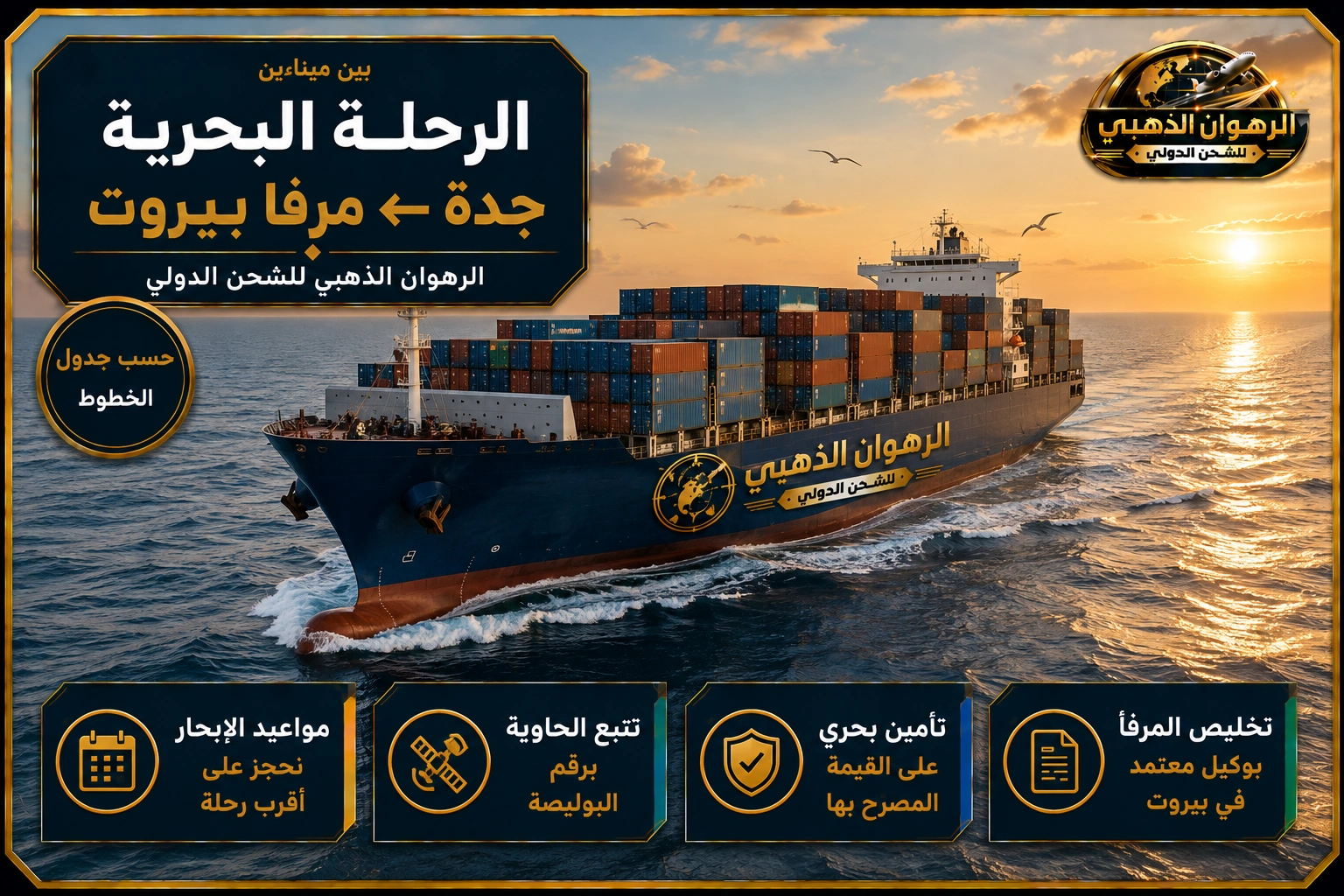 الرحلة البحرية إلى مرفأ بيروت سفينة حاويات في عرض البحر المتوسط في طريقها من جدة إلى بيروت