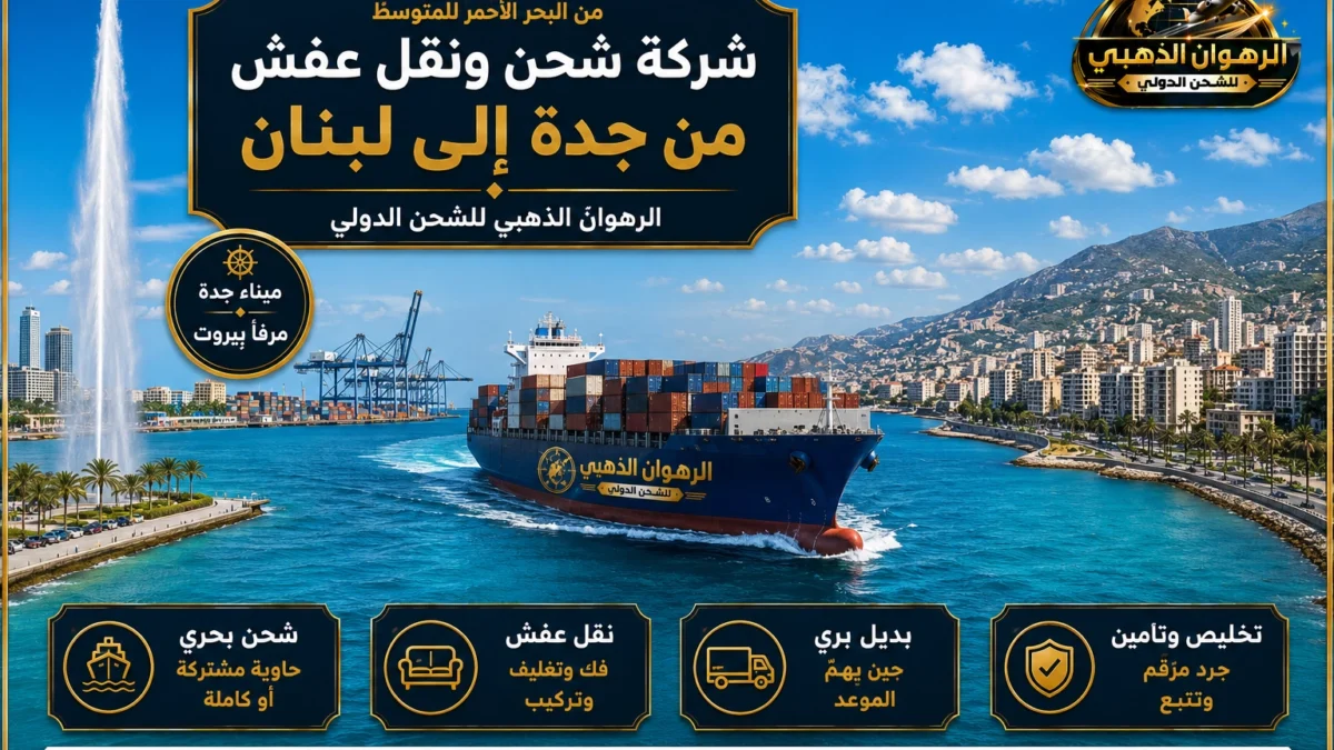 سفينة حاويات بين واجهة جدة البحرية وواجهة بيروت على المتوسط