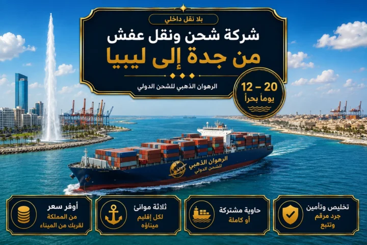 سفينة حاويات بين واجهة جدة البحرية وساحل ليبي طويل