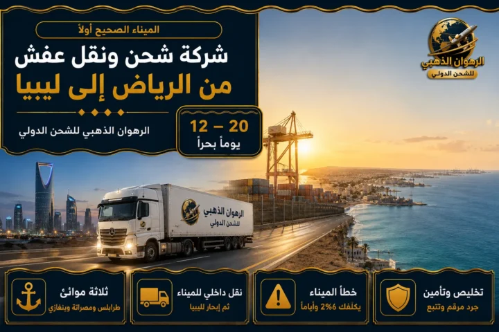 شاحنة من أفق الرياض نحو ميناء التصدير ثم ساحل ليبي طويل