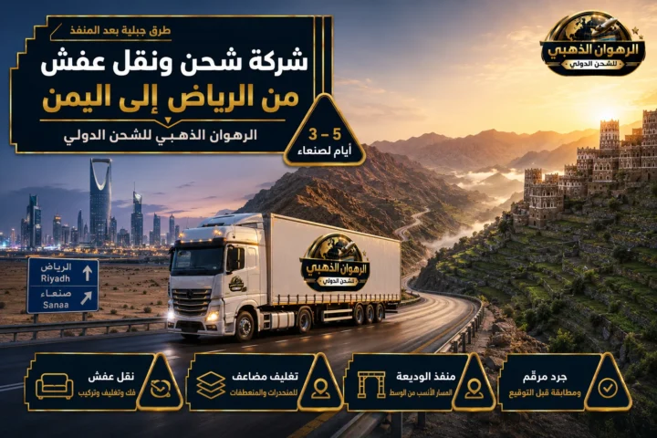 شاحنة بين أفق الرياض ومدرجات اليمن الجبلية عند الشروق
