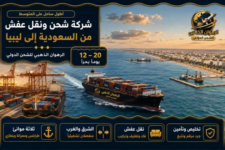 سفينة حاويات بين ميناء سعودي وساحل ليبي طويل بموانئ متعددة