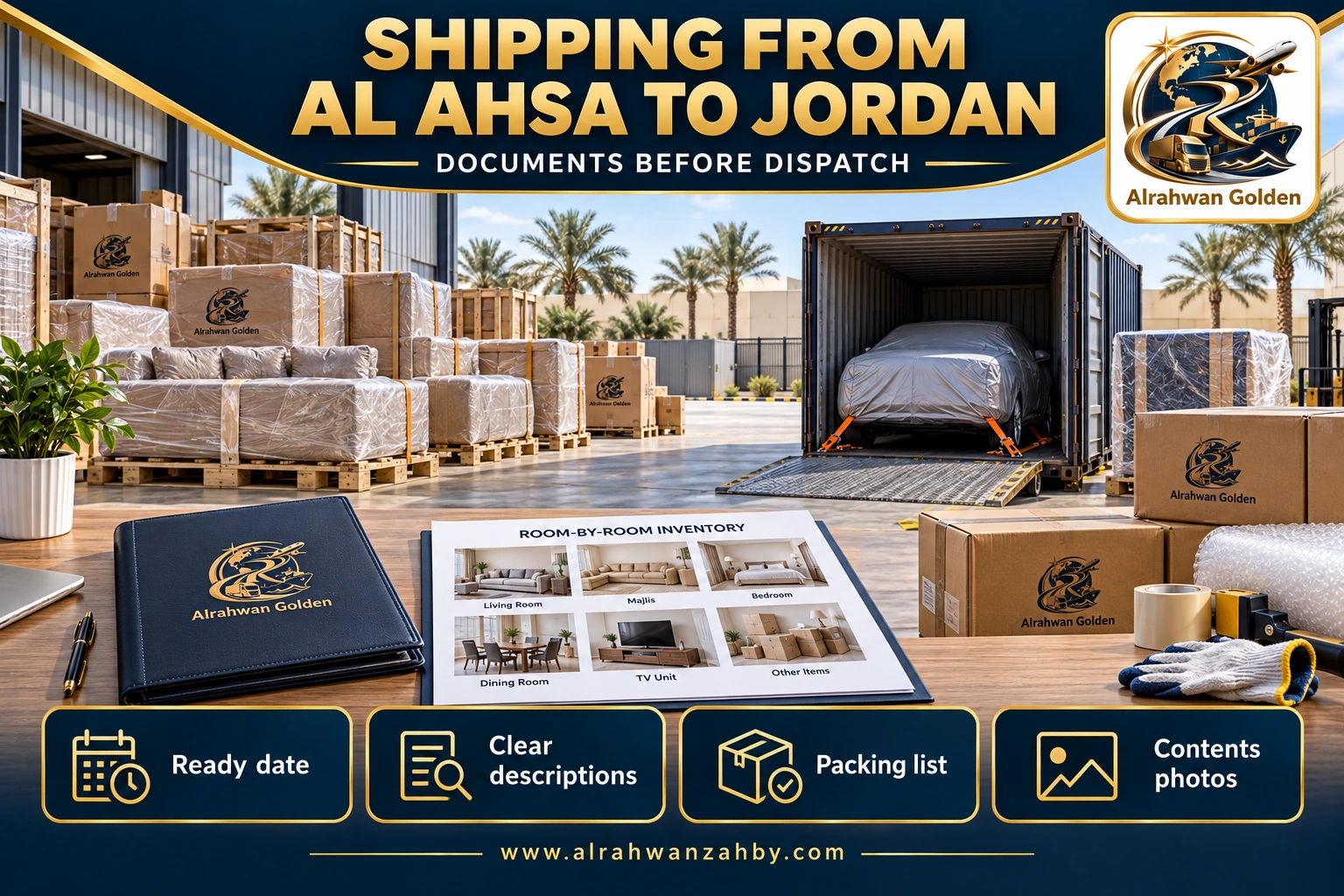 SHIPPING FROM AL AHSA TO JORDAN — DOCUMENTS BEFORE DISPATCH