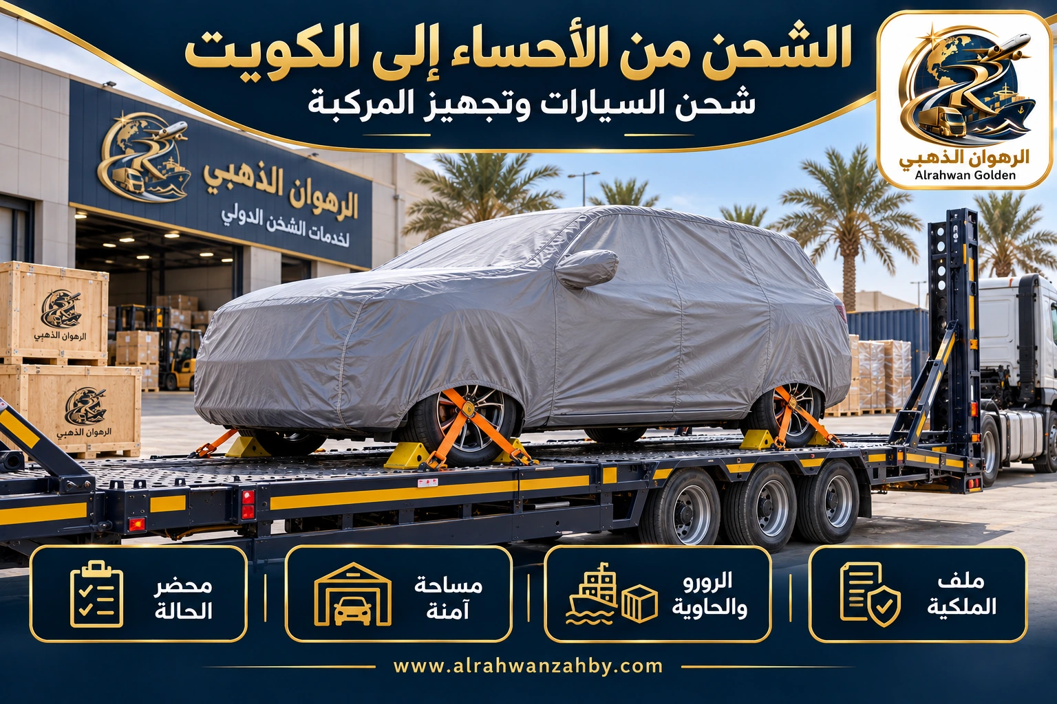 الشحن من الأحساء إلى الكويت — شحن السيارات وتجهيز المركبة