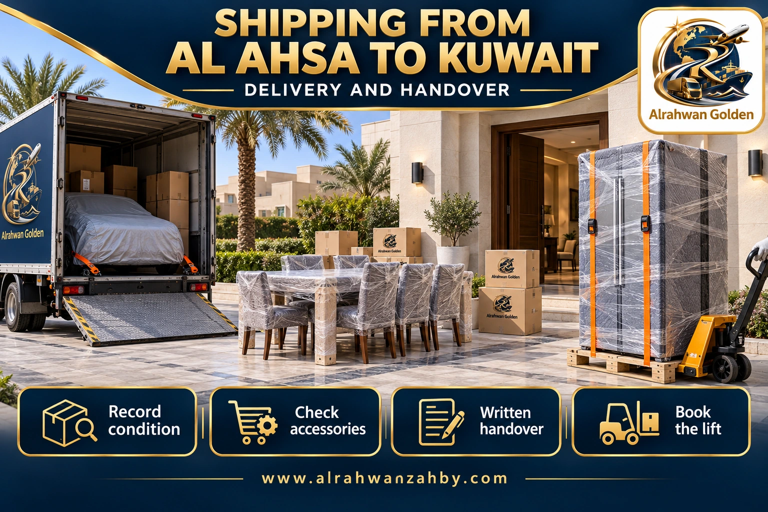 SHIPPING FROM AL AHSA TO KUWAIT — DELIVERY AND HANDOVER