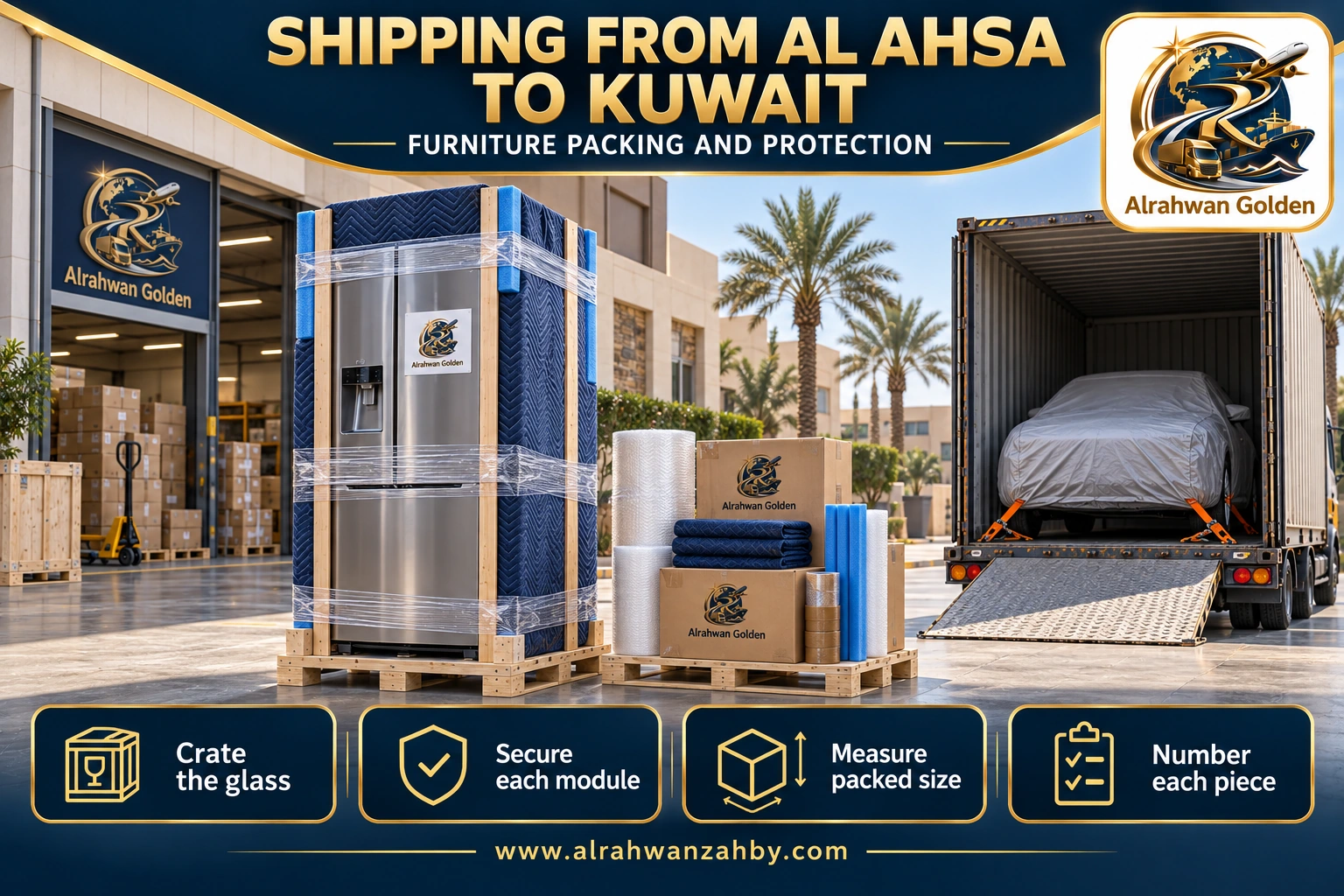 SHIPPING FROM AL AHSA TO KUWAIT — FURNITURE PACKING AND PROTECTION