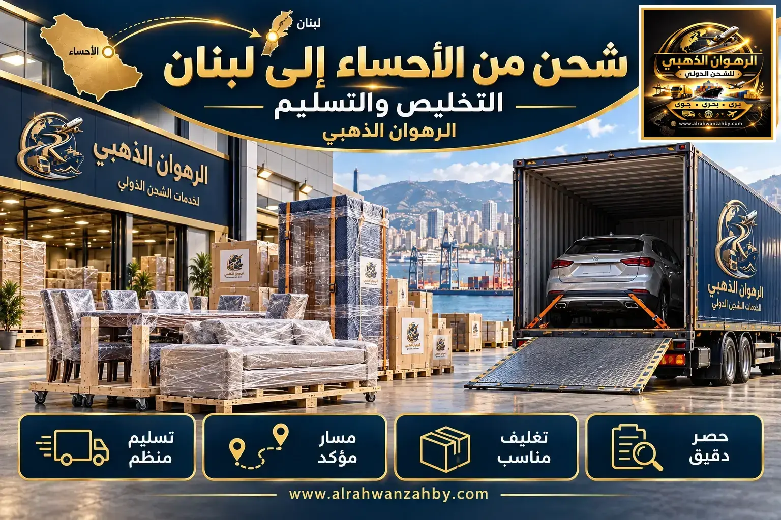شحن من الأحساء إلى لبنان — التخليص والتسليم