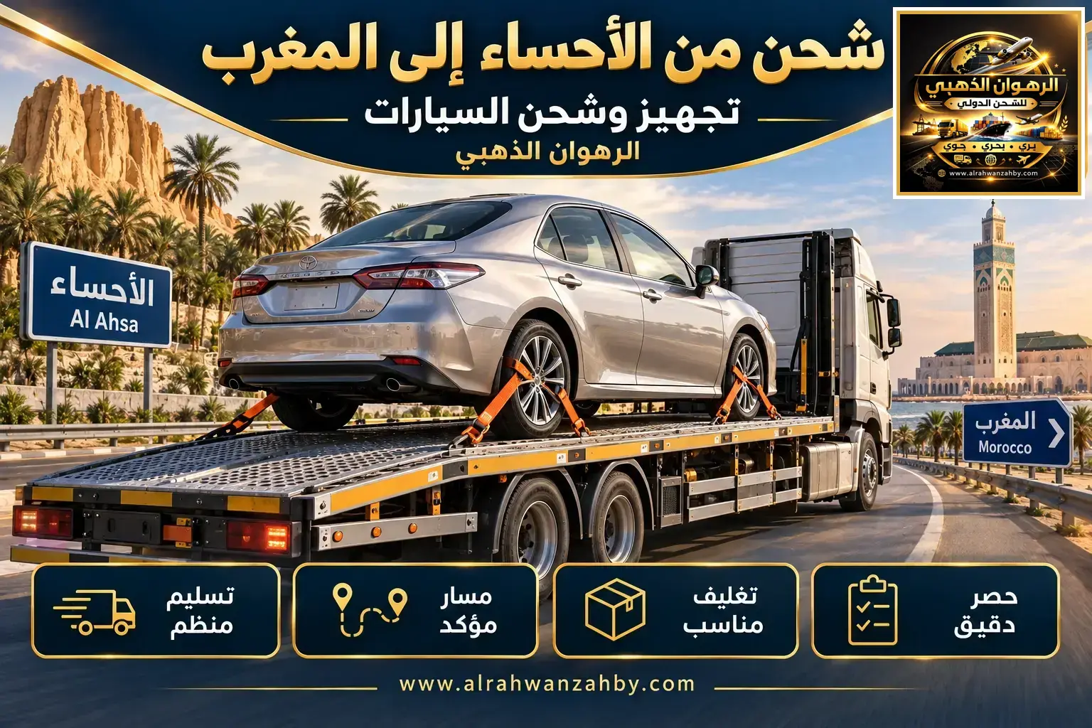 شحن من الأحساء إلى المغرب — تجهيز وشحن السيارات