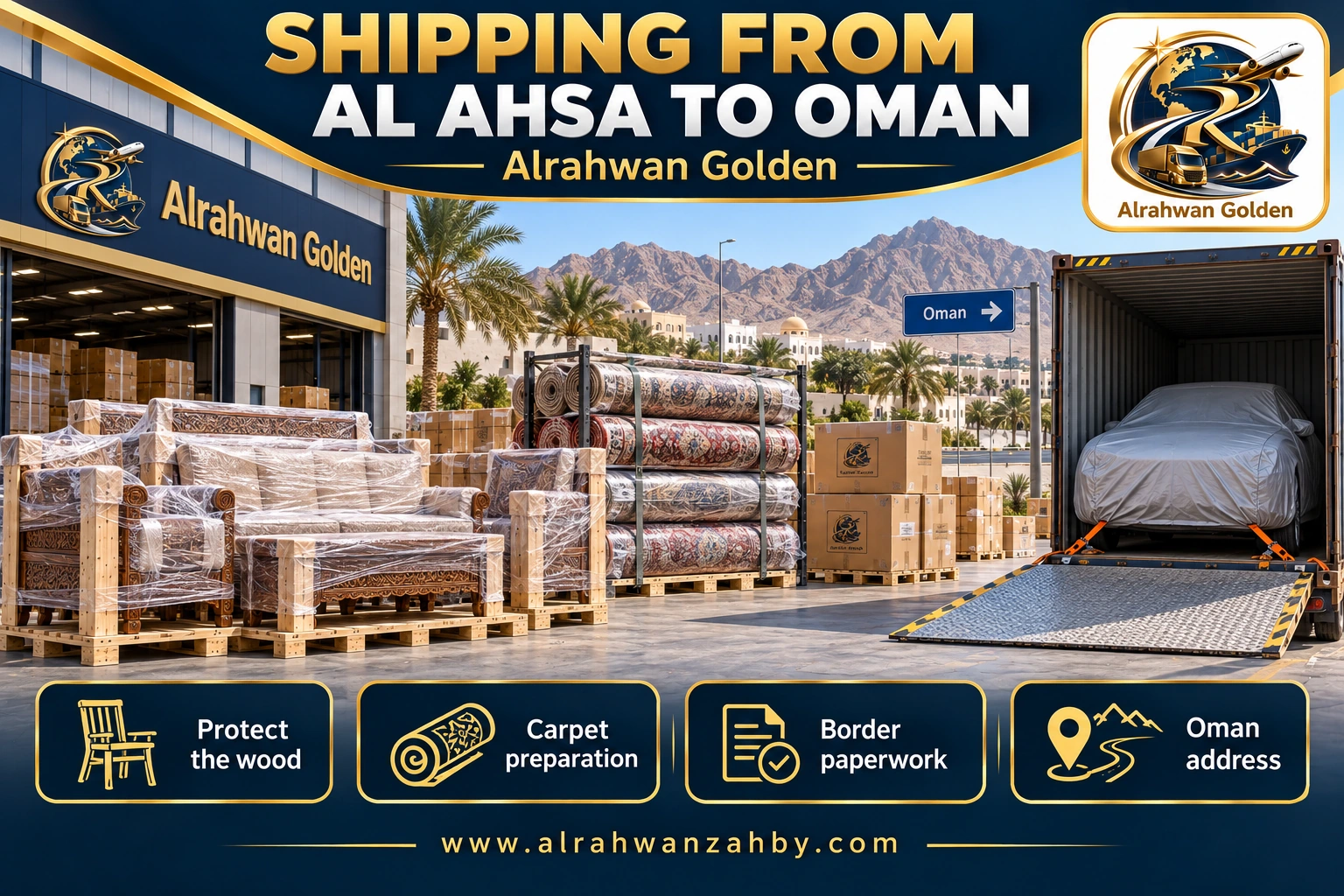 SHIPPING FROM AL AHSA TO OMAN — Alrahwan Golden