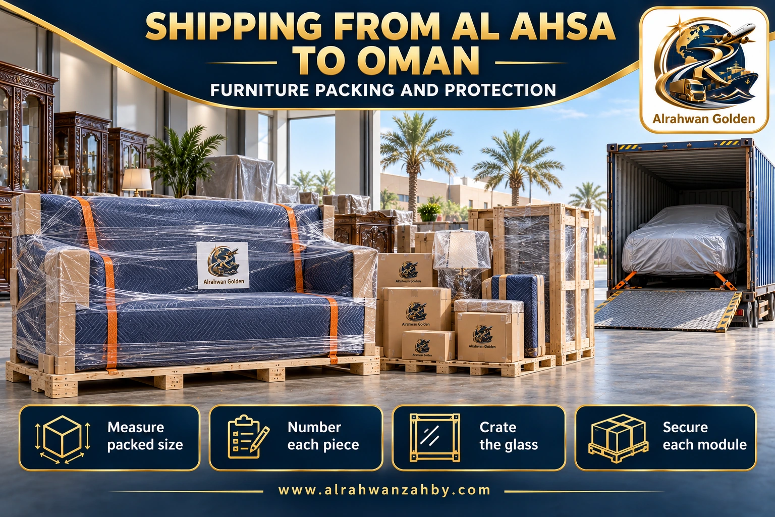 SHIPPING FROM AL AHSA TO OMAN — FURNITURE PACKING AND PROTECTION