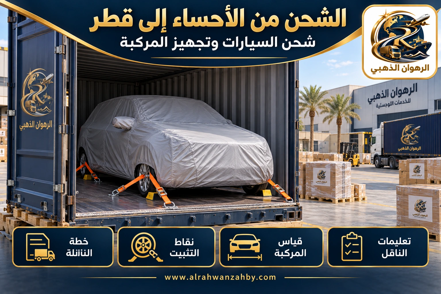 الشحن من الأحساء إلى قطر — شحن السيارات وتجهيز المركبة