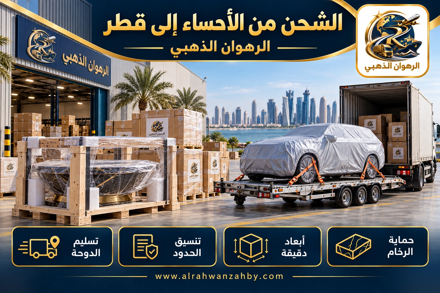 الشحن من الأحساء إلى قطر — الرهوان الذهبي