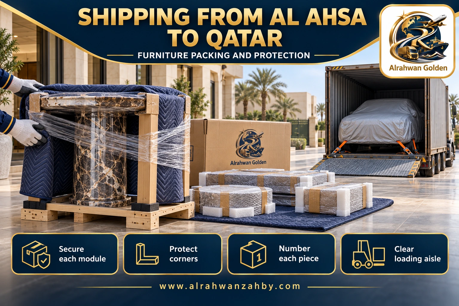SHIPPING FROM AL AHSA TO QATAR — FURNITURE PACKING AND PROTECTION