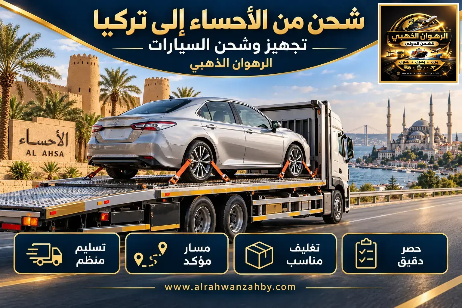 شحن من الأحساء إلى تركيا — تجهيز وشحن السيارات
