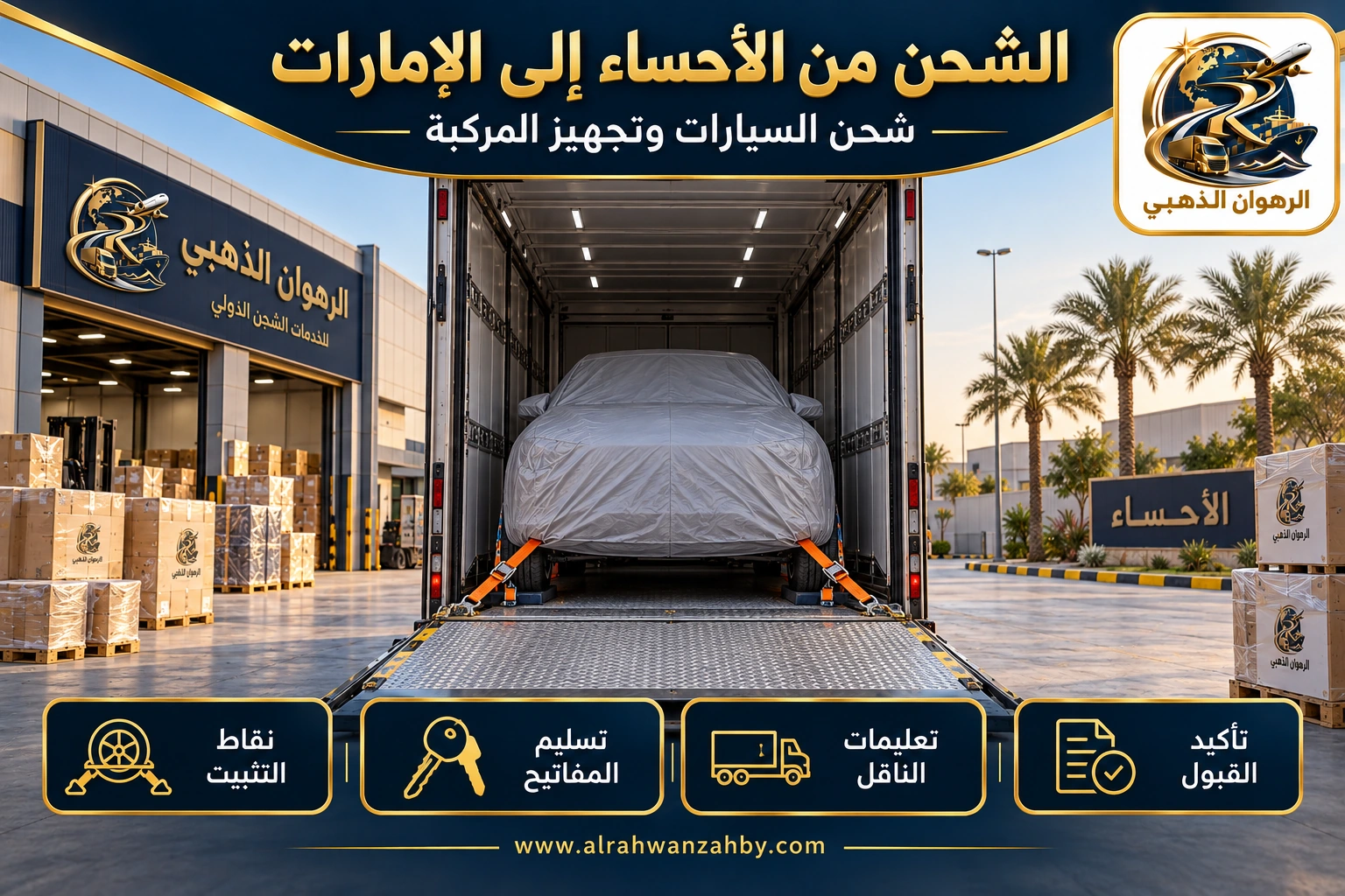 الشحن من الأحساء إلى الإمارات — شحن السيارات وتجهيز المركبة