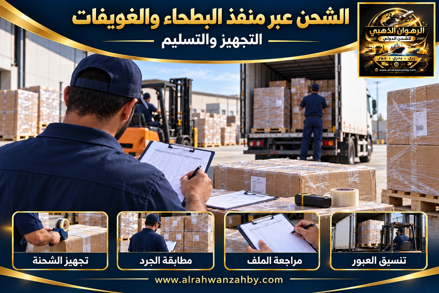 الشحن عبر منفذ البطحاء والغويفات — التجهيز والتسليم