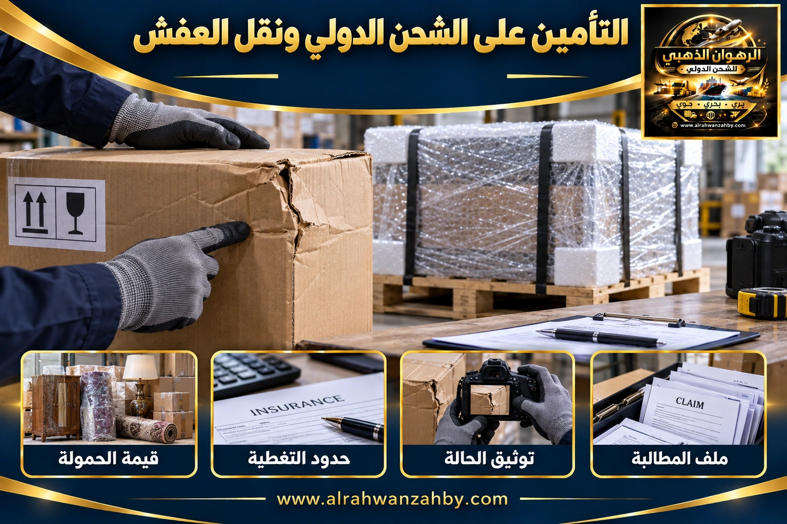 التأمين على الشحن الدولي ونقل العفش — التجهيز والتسليم