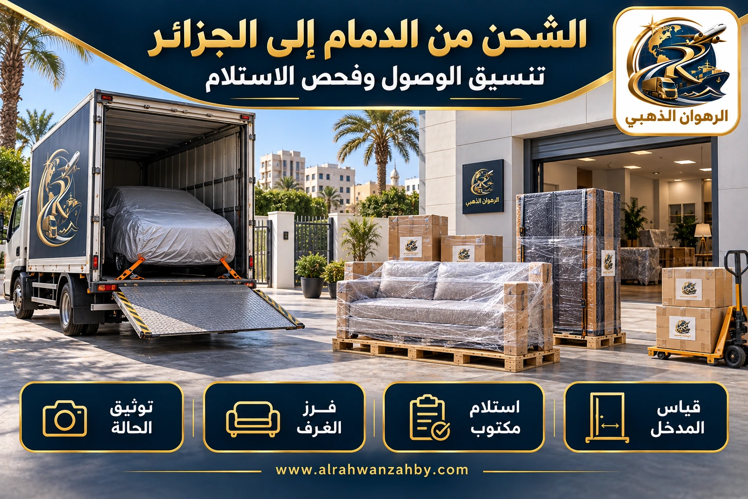 الشحن من الدمام إلى الجزائر — تنسيق الوصول وفحص الاستلام