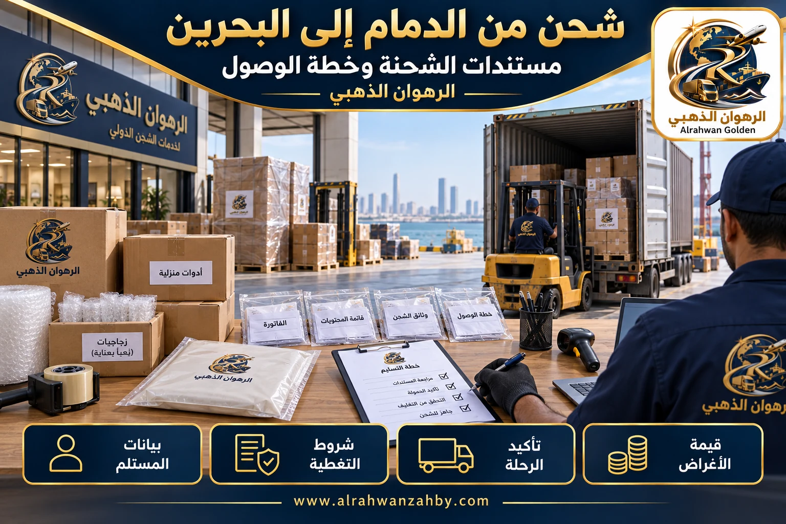 مستندات الشحنة وخطة الوصول — شحن من الدمام إلى البحرين