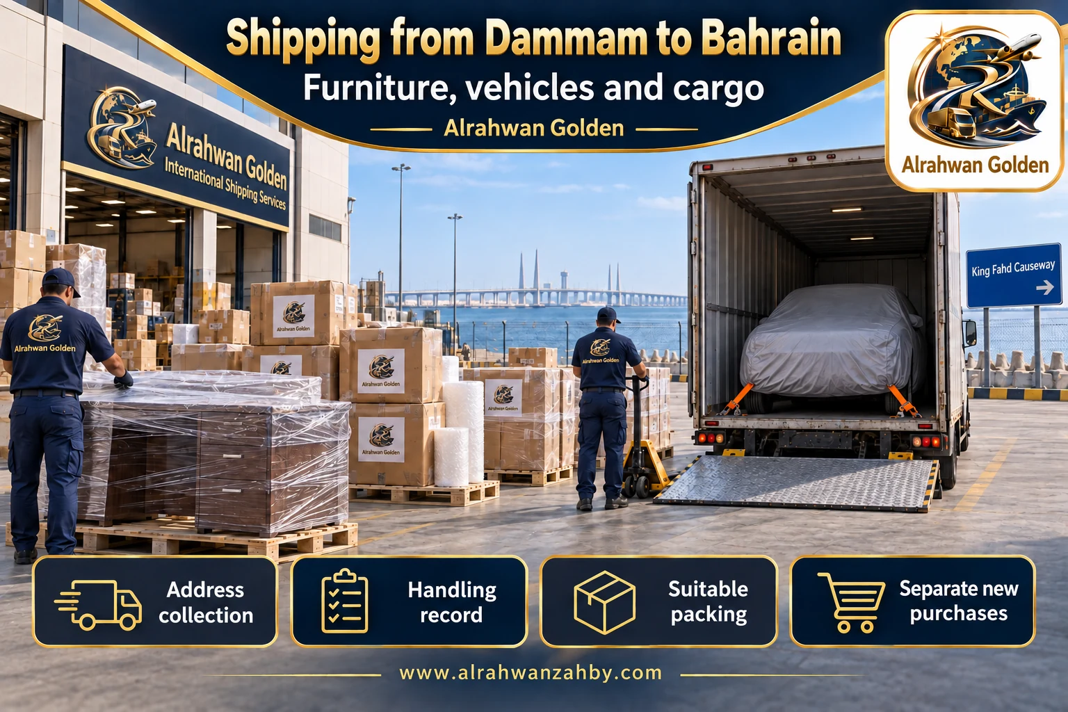 Furniture, vehicles and cargo — Shipping from Dammam to Bahrain