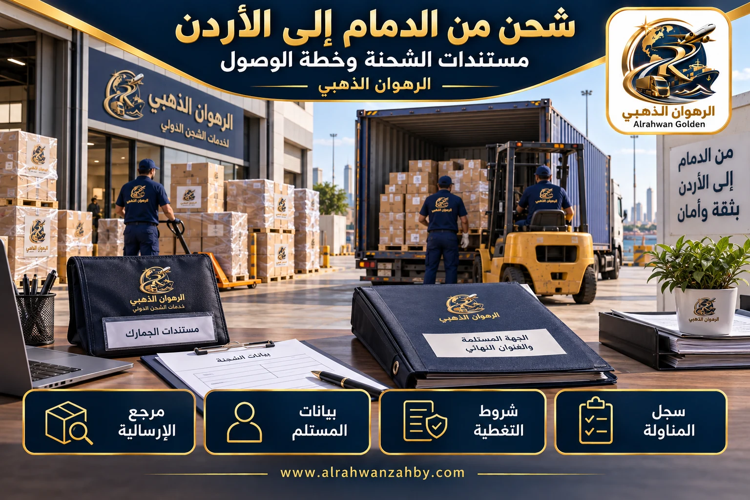 مستندات الشحنة وخطة الوصول — شحن من الدمام إلى الأردن