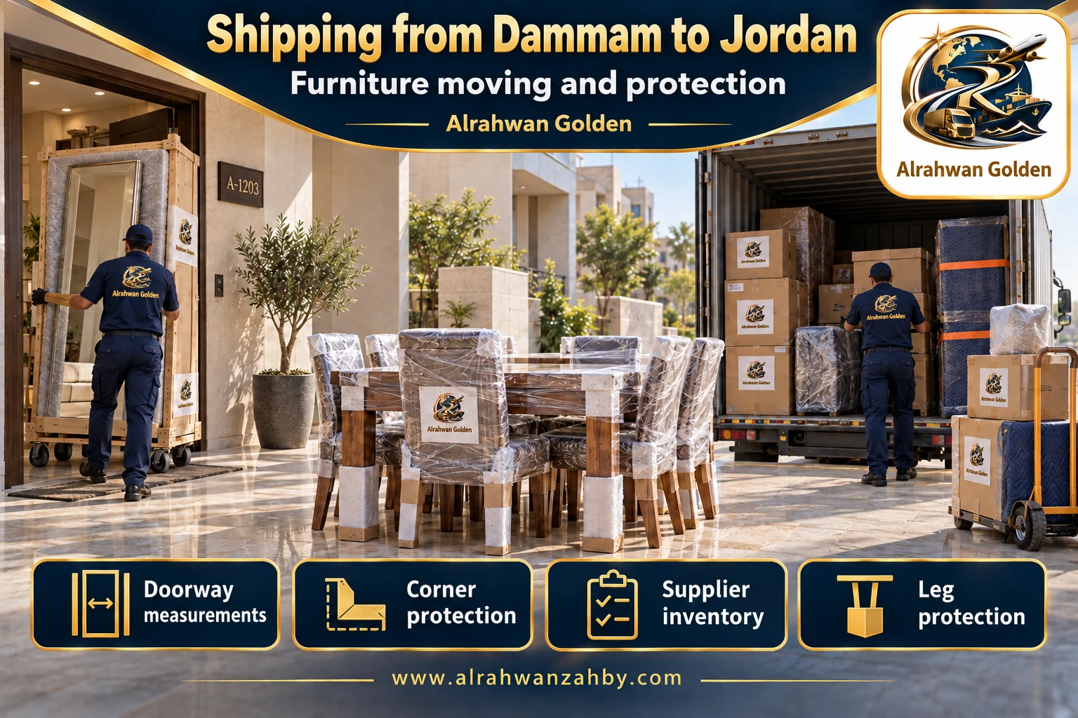 Furniture moving and protection — Shipping from Dammam to Jordan