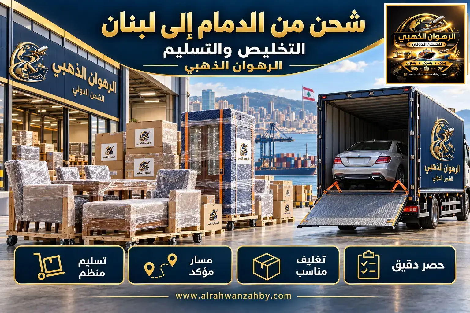 شحن من الدمام إلى لبنان — التخليص والتسليم