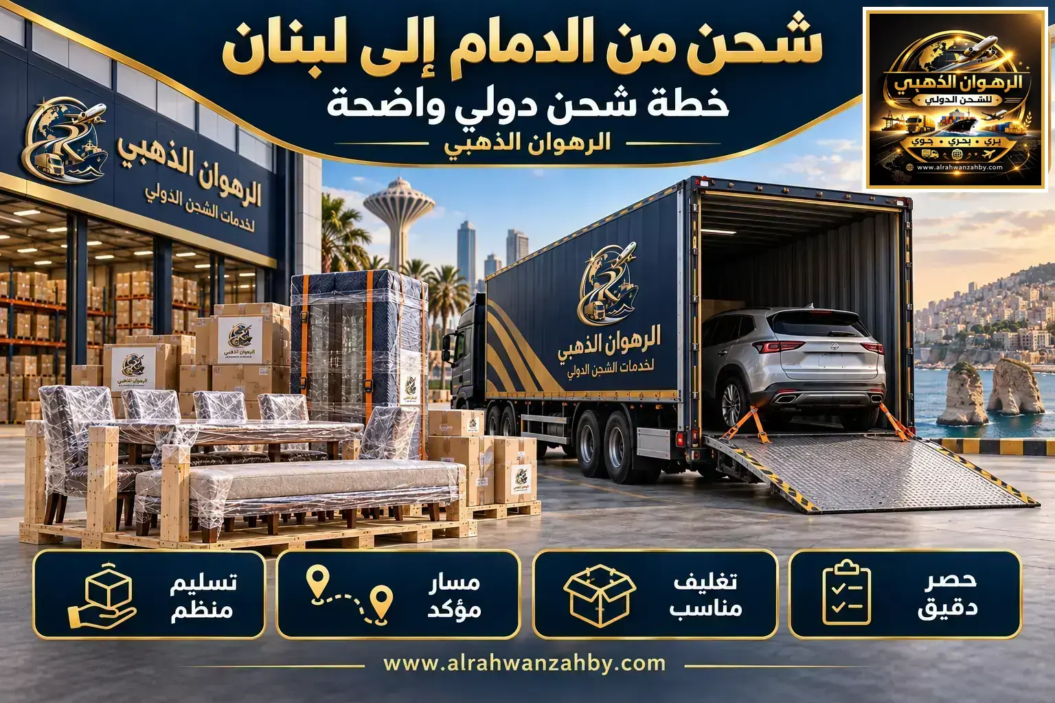 شحن من الدمام إلى لبنان — خطة شحن دولي واضحة