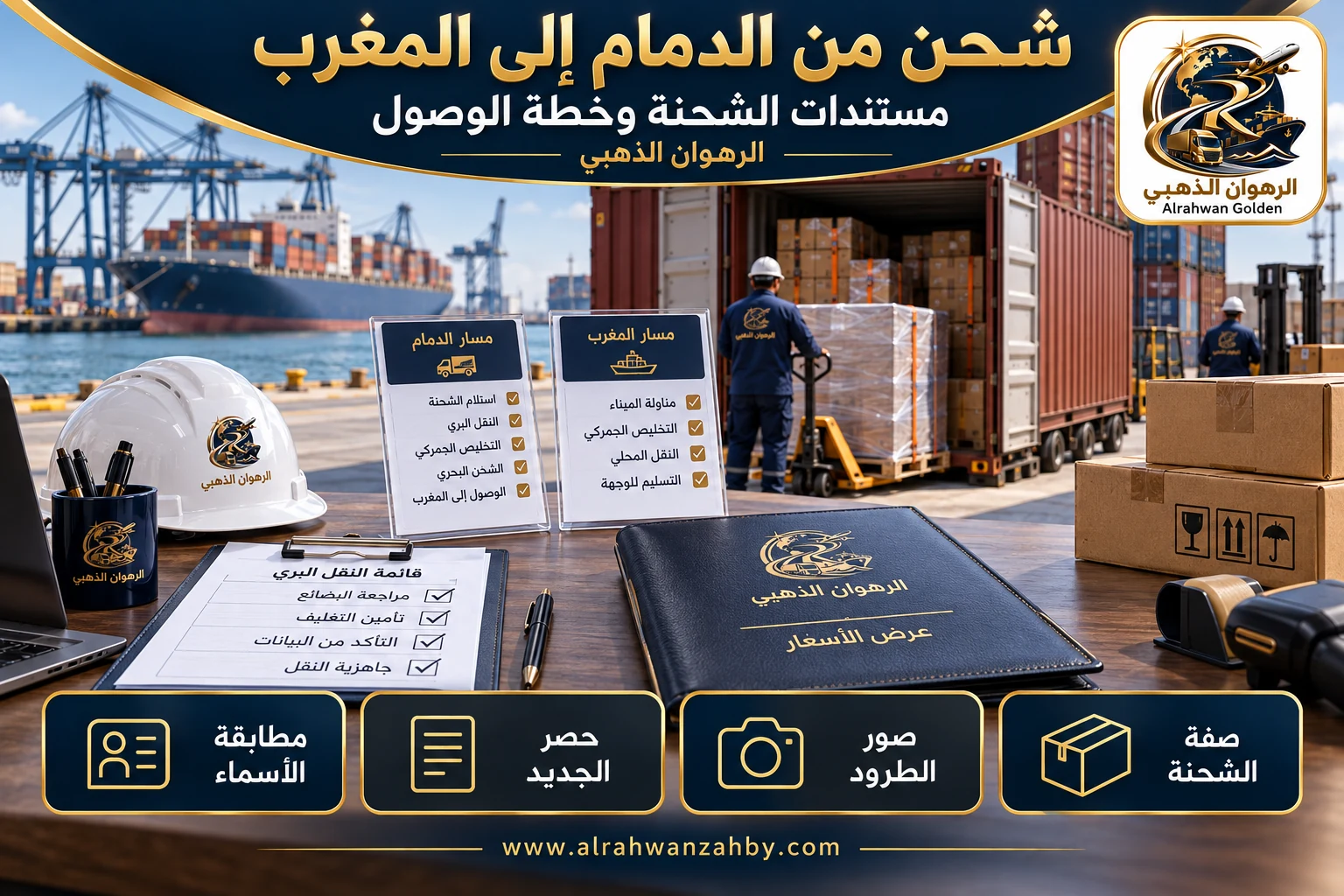 مستندات الشحنة وخطة الوصول — شحن من الدمام إلى المغرب