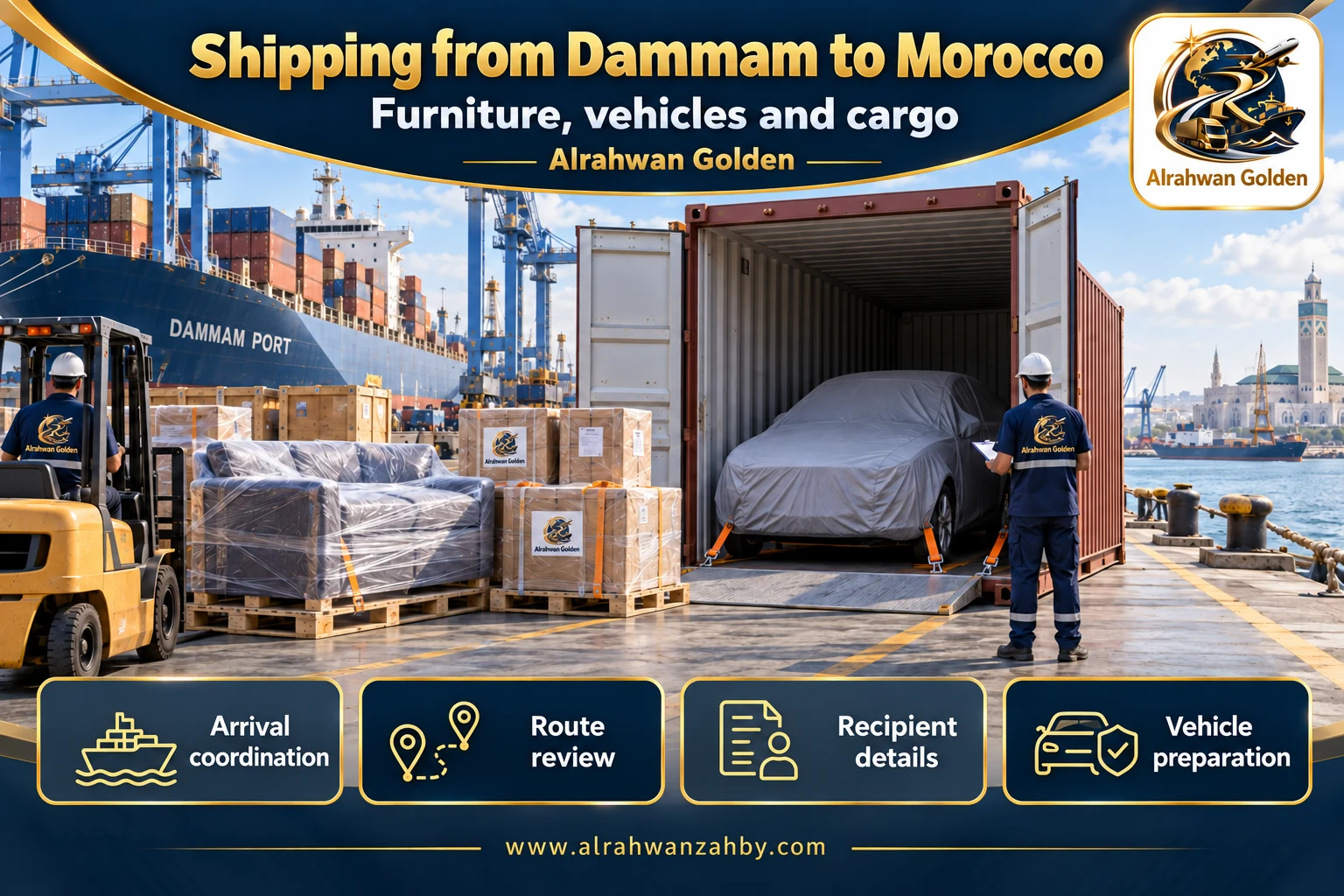 Furniture, vehicles and cargo — Shipping from Dammam to Morocco