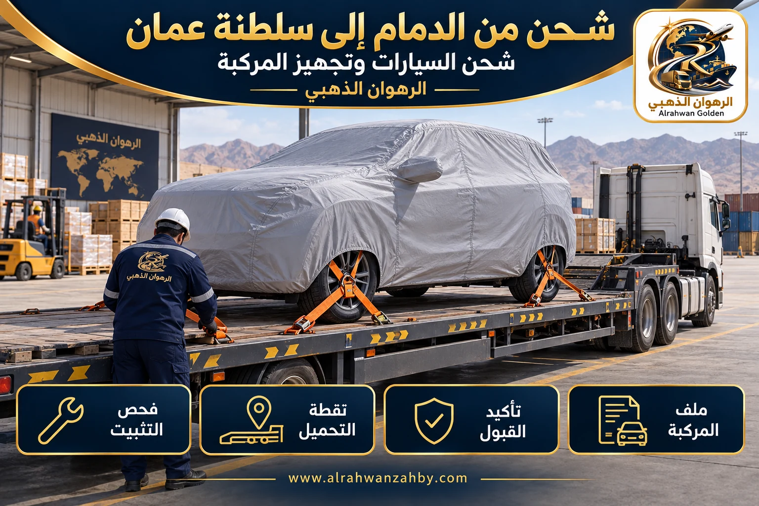 شحن السيارات وتجهيز المركبة — شحن من الدمام إلى سلطنة عمان