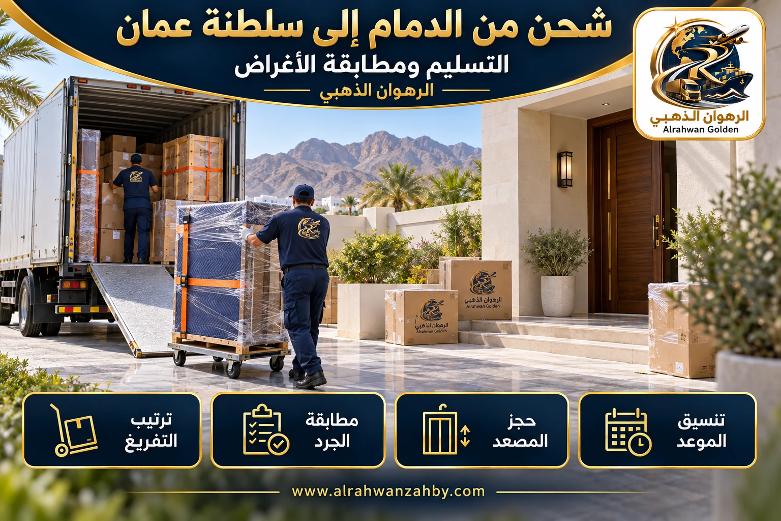 التسليم ومطابقة الأغراض — شحن من الدمام إلى سلطنة عمان