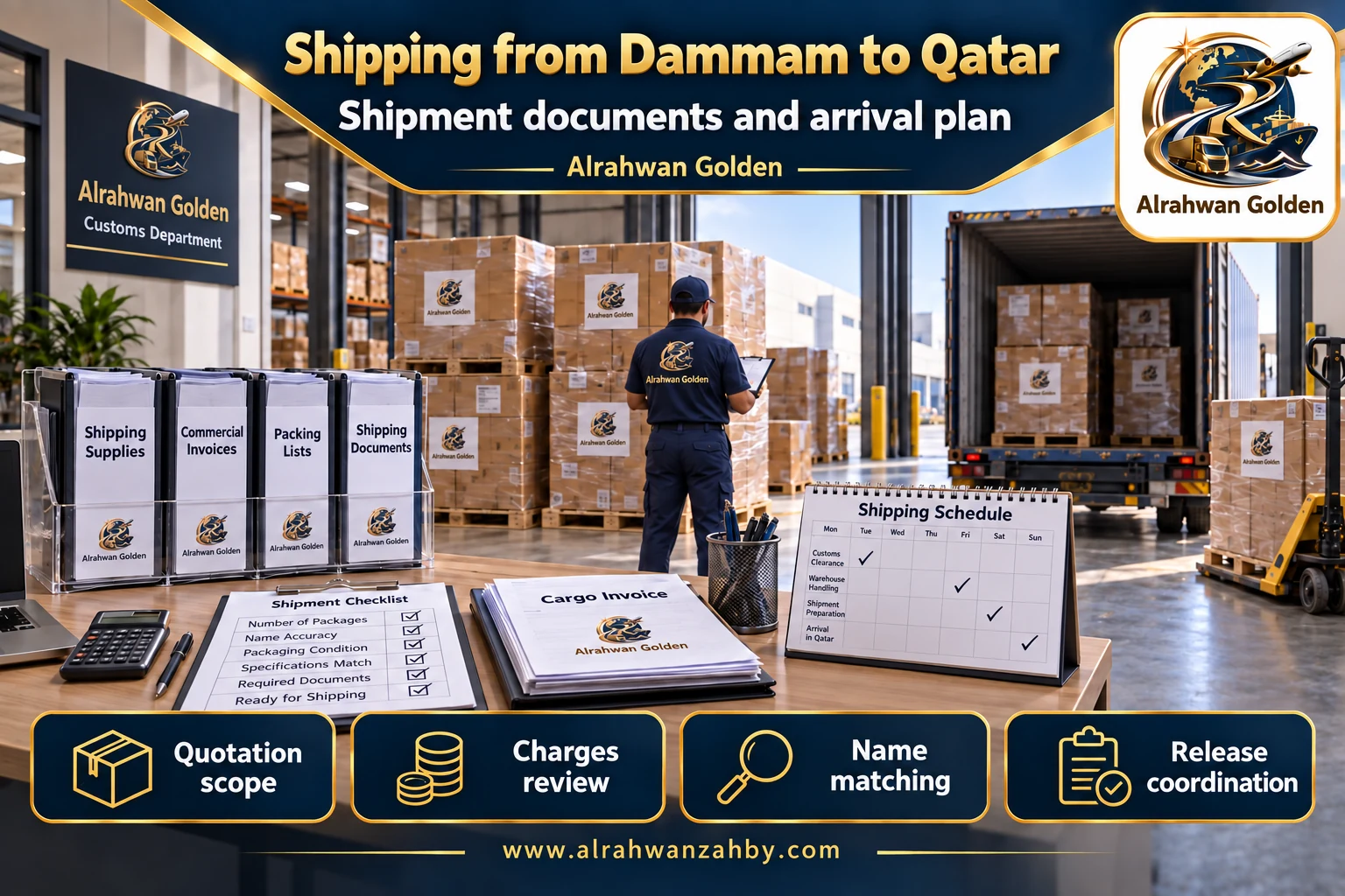 Shipment documents and arrival plan — Shipping from Dammam to Qatar