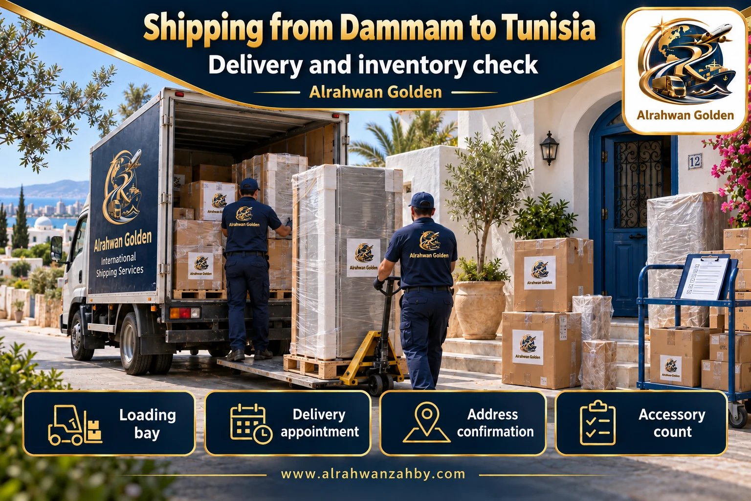 Delivery and inventory check — Shipping from Dammam to Tunisia