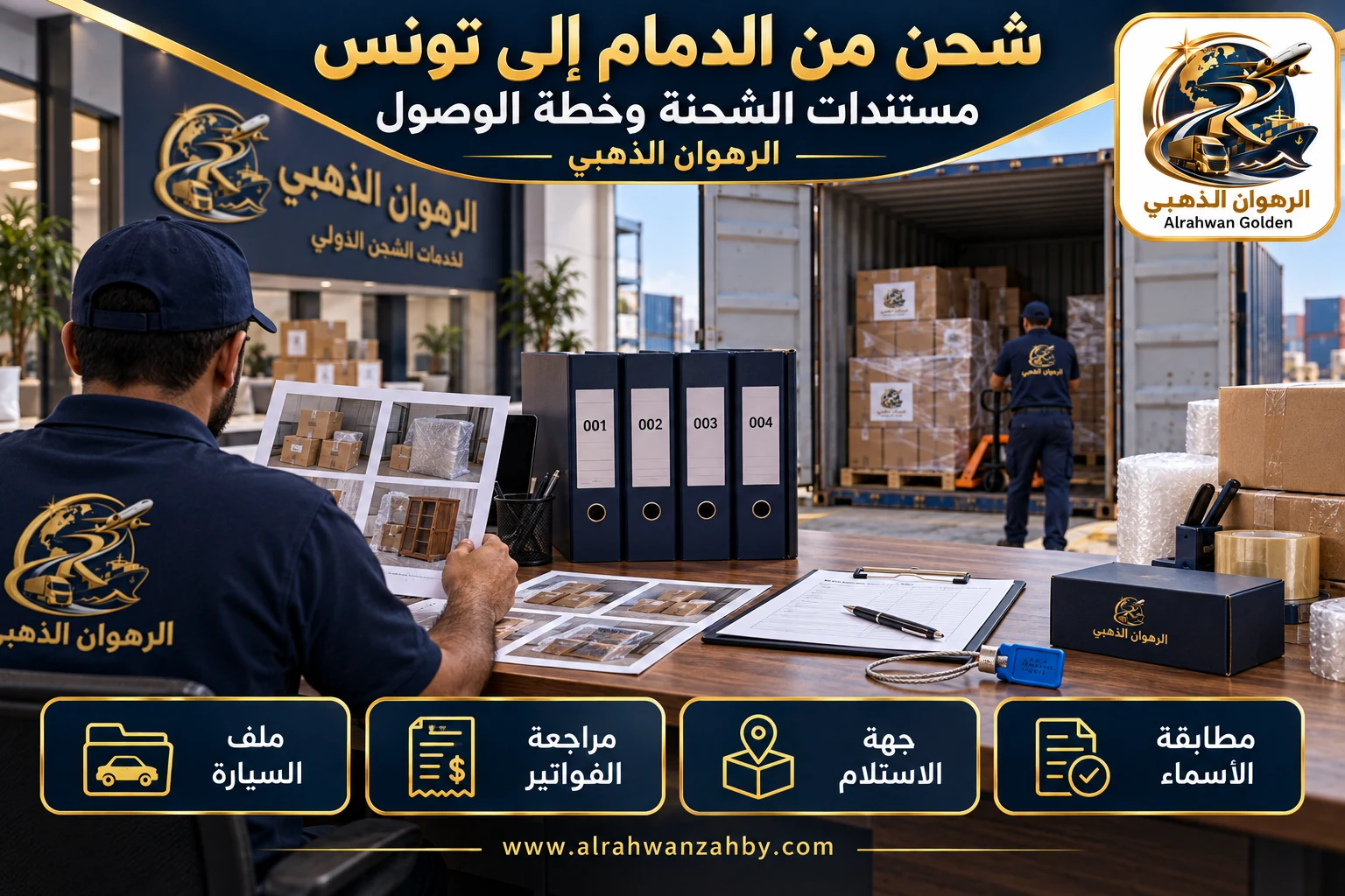 مستندات الشحنة وخطة الوصول — شحن من الدمام إلى تونس