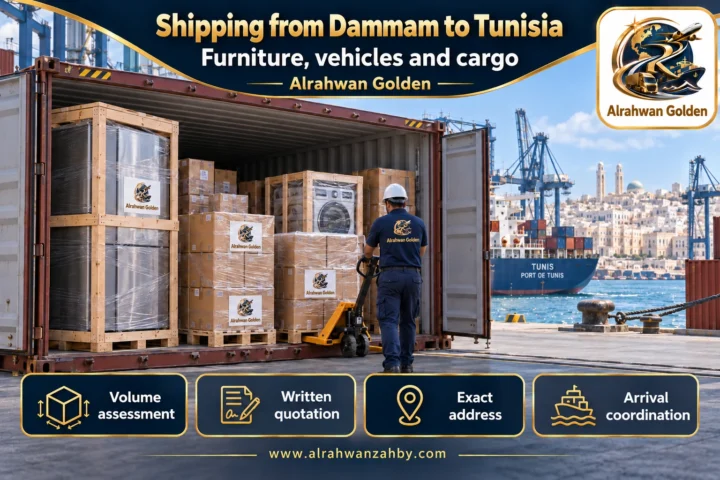 Furniture, vehicles and cargo — Shipping from Dammam to Tunisia