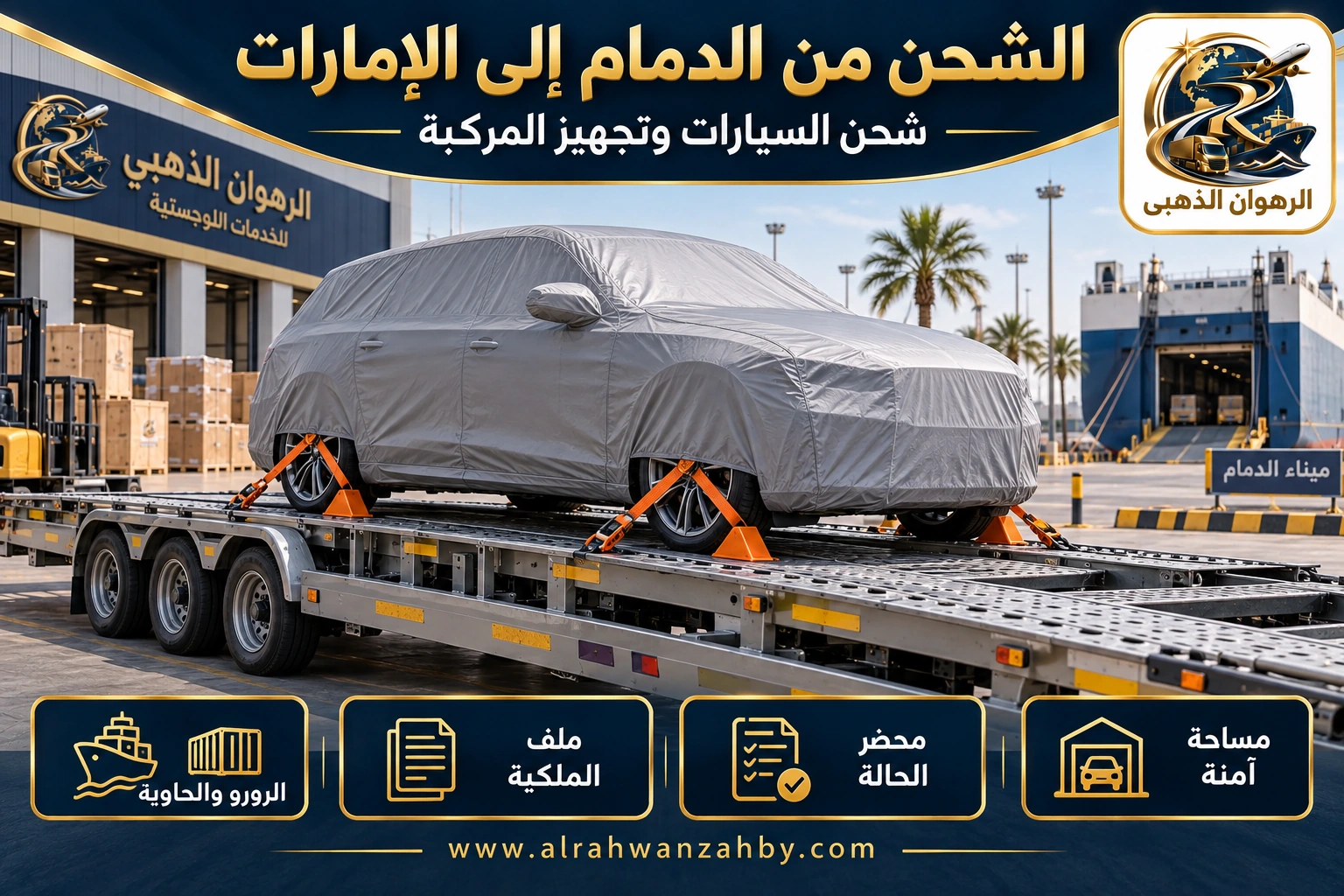 الشحن من الدمام إلى الإمارات — شحن السيارات وتجهيز المركبة