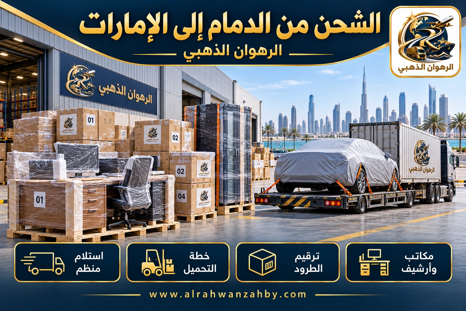 الشحن من الدمام إلى الإمارات — الرهوان الذهبي