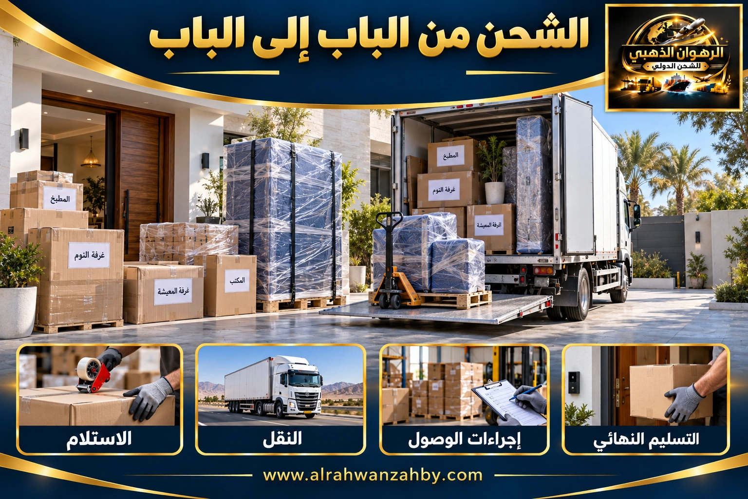 الشحن من الباب إلى الباب — التجهيز والتسليم