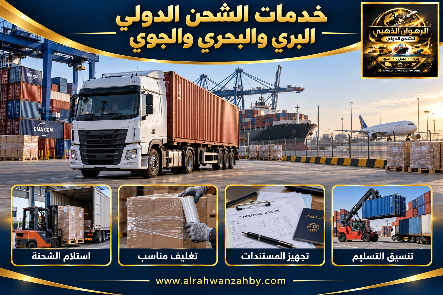 خدمات الشحن الدولي البري والبحري والجوي