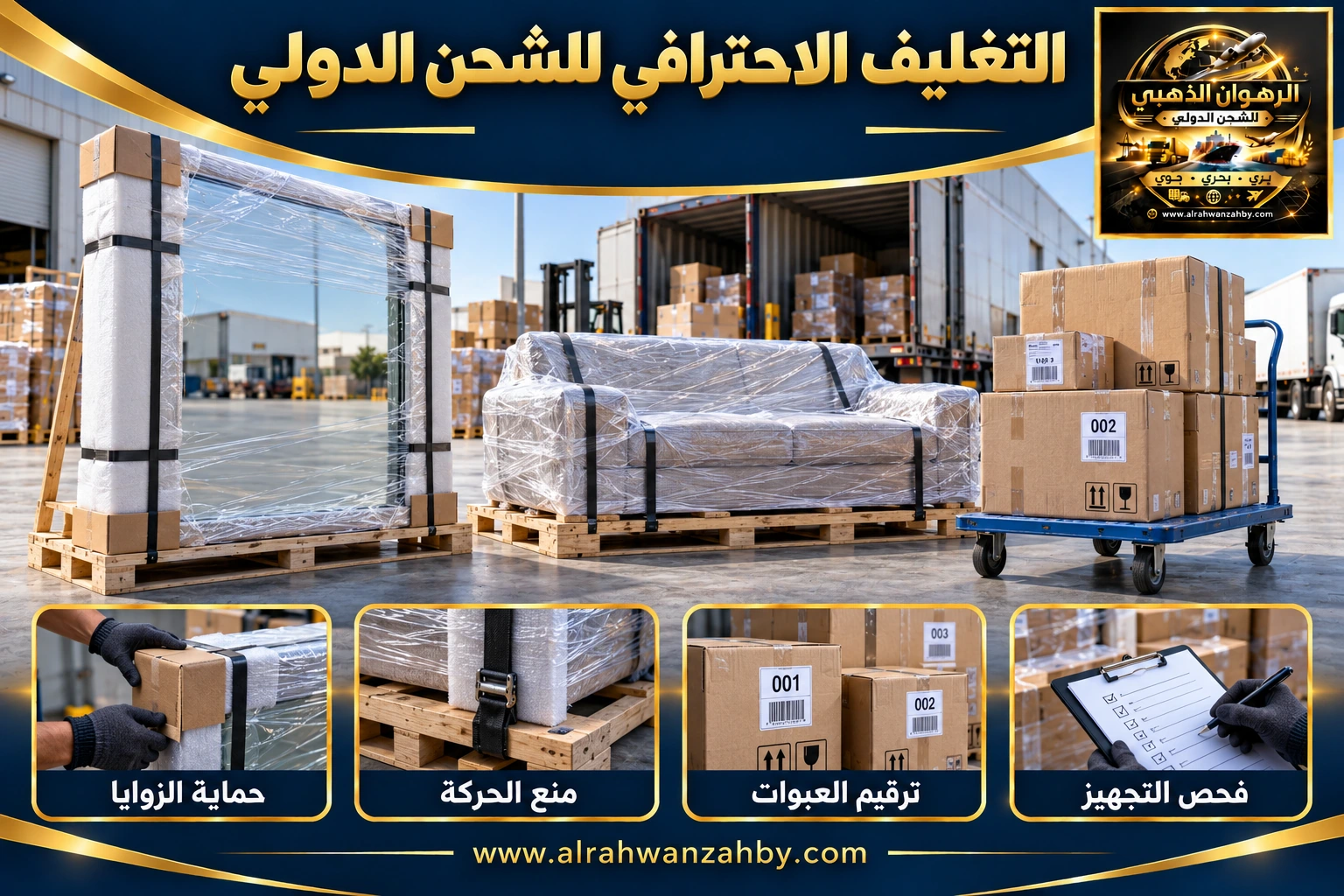 التغليف الاحترافي للشحن الدولي — التجهيز والتسليم