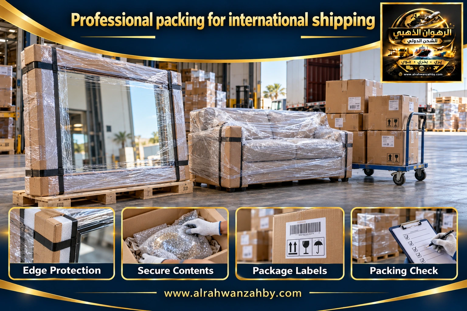 Professional packing for international shipping — preparation and delivery