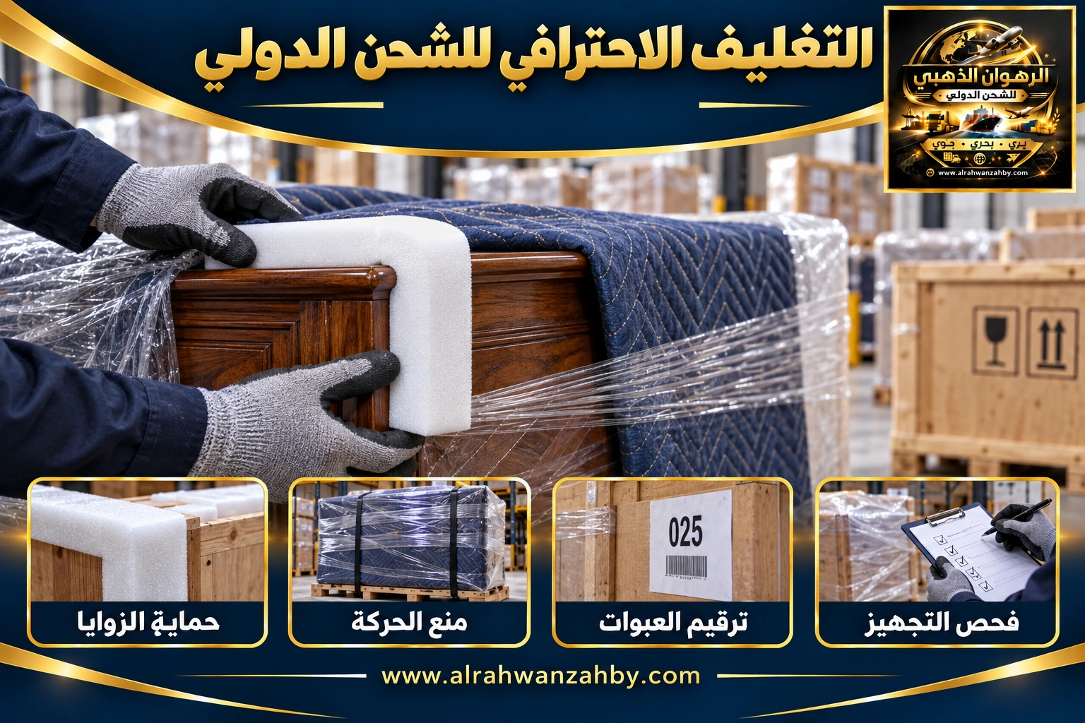 التغليف الاحترافي للشحن الدولي