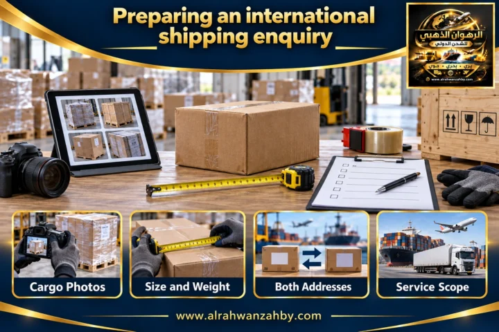 Preparing an international shipping enquiry